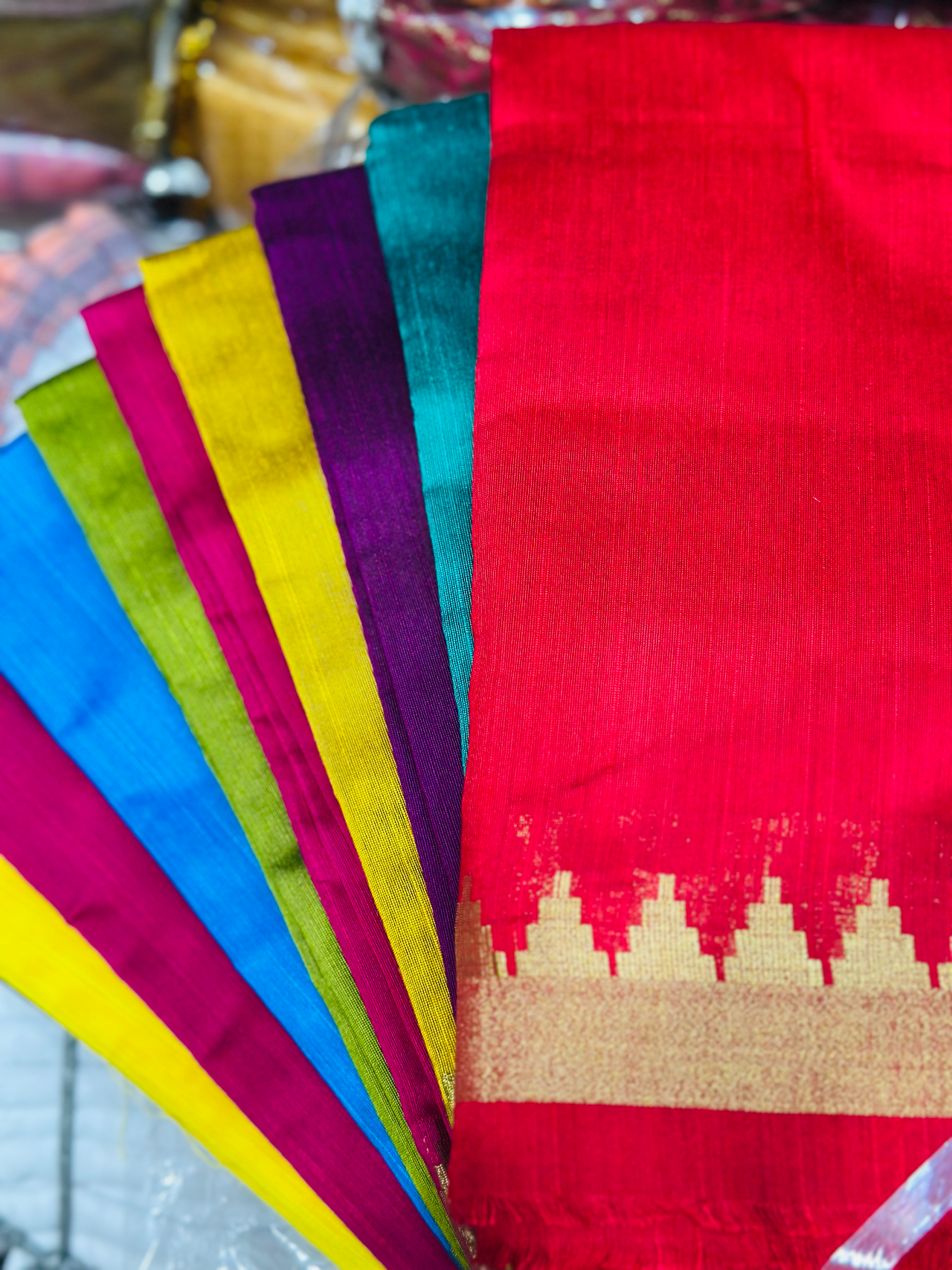 Raw silk blouse with gopuram border