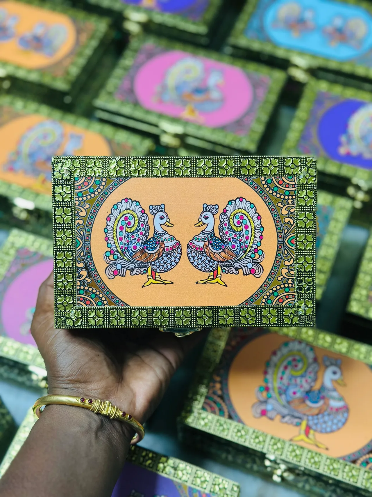 Tanjore digital art jewel box & kolam shopper bag — image 5 of 7