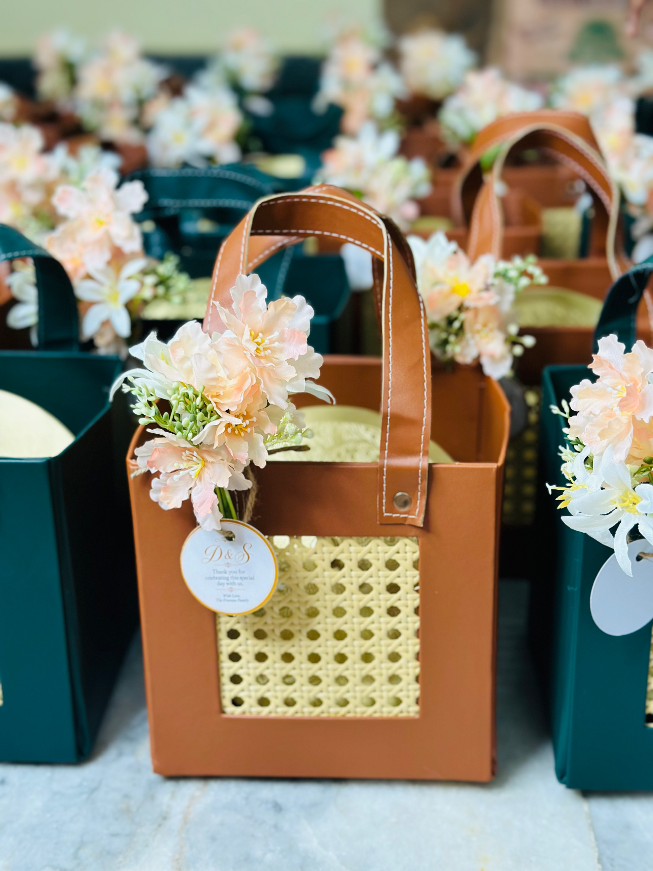 Rattan hamper bag with Brass spice box — image 4 of 4