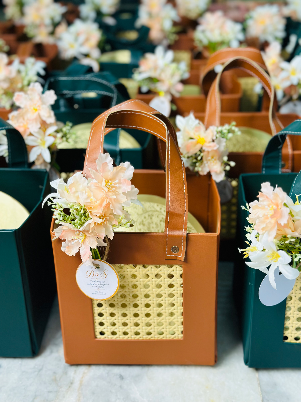 Rattan hamper bag with Brass spice box — image 3 of 4