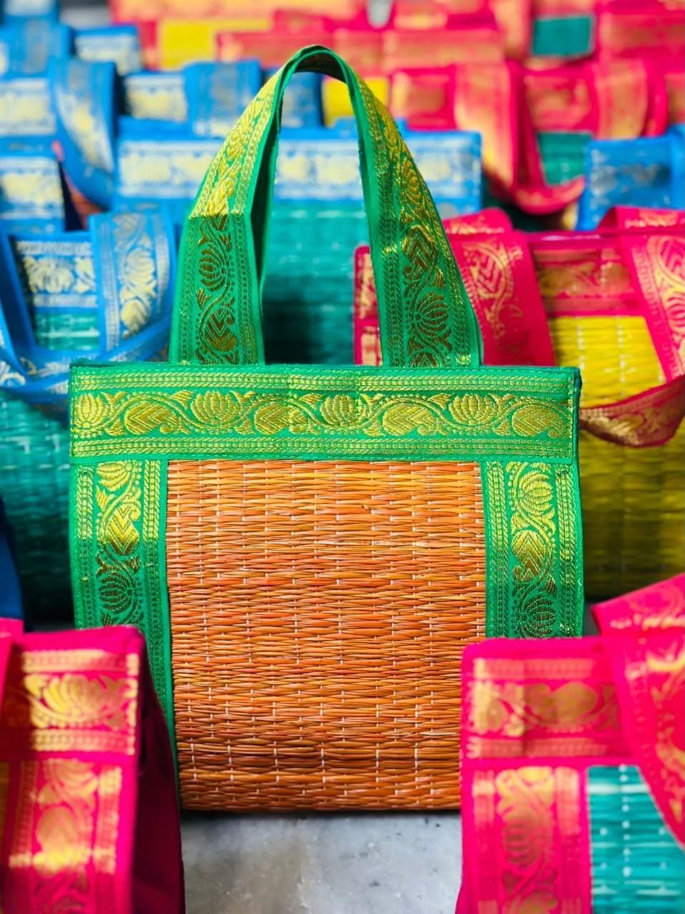 Full Kora Bag with Mango Zari — 8 inch