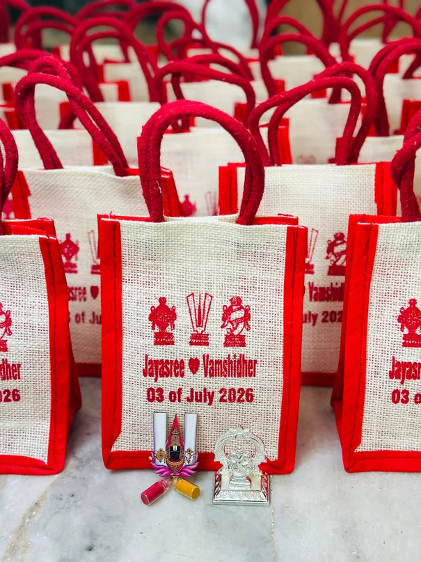 Silver Ganesh and Jute Bag